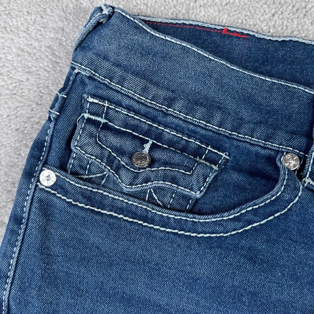 True Religion Jeans Mens 36x31 Blue Geno Relaxed Slim Flap Pockets Stretch Denim